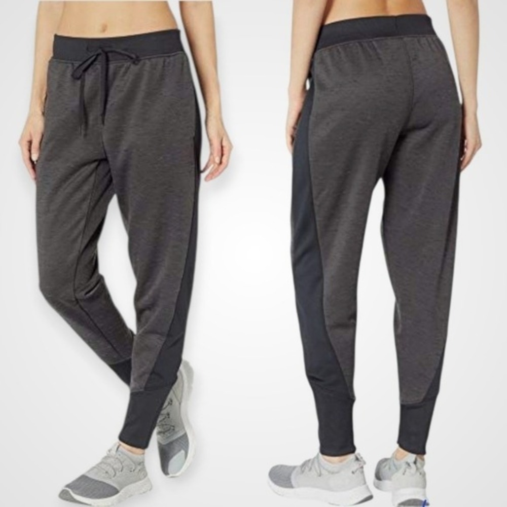 Under Armour ColdGear Joggers Women Loose Fit Tapered Fleece Gray Black Large LG